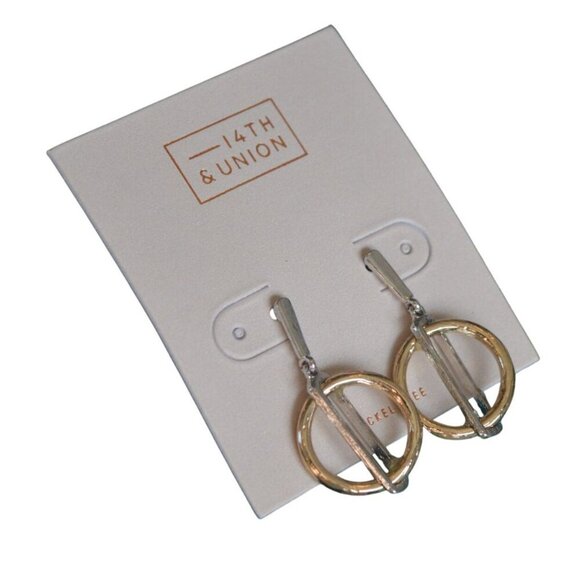 14th & Union Gold Silver Tone Geometric Drop Earrings - Picture 3 of 5